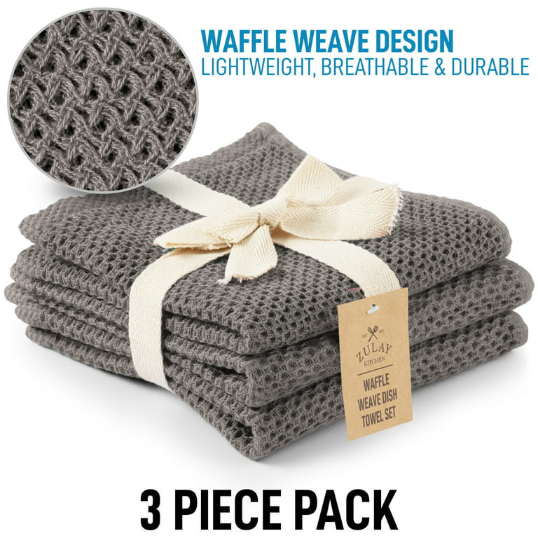 3PCS Waffle Weave Cotton Dish Rags,Ultra Soft Absorbent Tea Towel