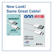 onn USB-C to USB-A Charging Cable, 6 ft, USB-IF Certified, for iPhone 15/16/17 and Galaxy Devices, White