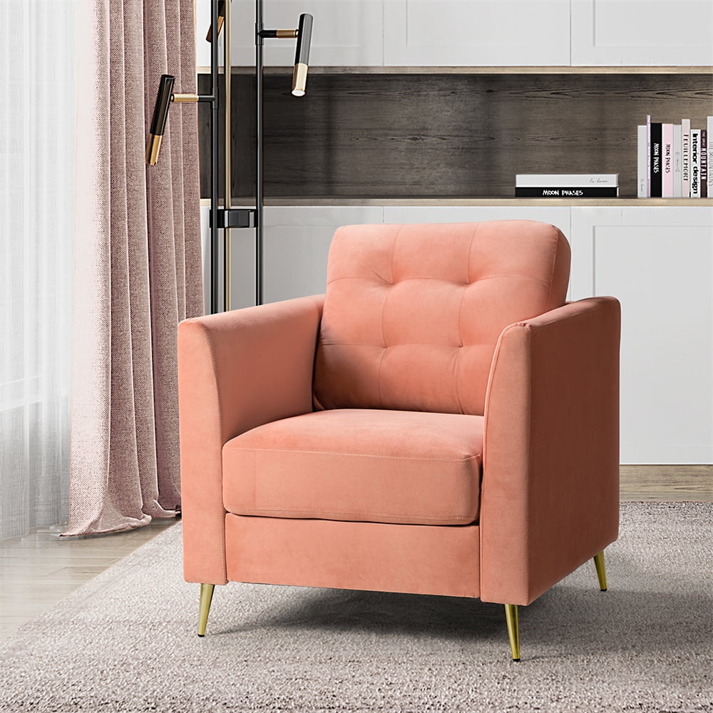 Velvet Single Sofa Chair, Modern Tufted Upholstered Accent Chair with