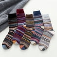 thumbnail image 2 of Aoochasliy Christmas Fuzzy Socks Casual 5 Pack Womens Socks Vintage Winter Soft Warm Cold Knit Wool Socks, 2 of 8