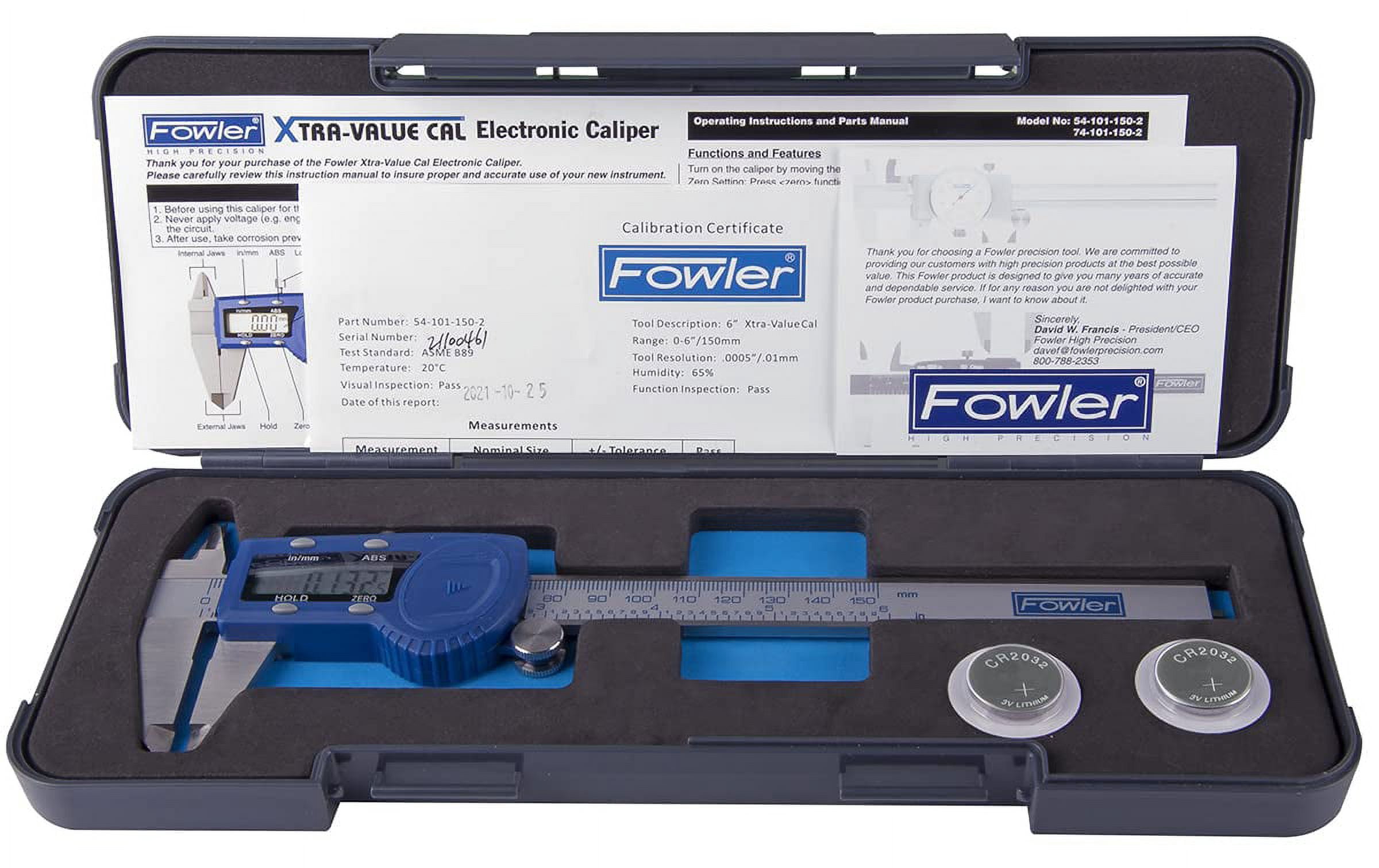 54-101-150-2, Xtra-Value Cal Digital Caliper With 0-6"/150MM Measuring Range,Blue