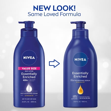 NIVEA Essentially Enriched Body Lotion for Dry Skin, Almond Oil, 48Hr Moisturizer, 33.8 fl oz - Image 5