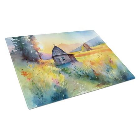 

15 x 12 in. Unisex Montana Bitterroot in Watercolor Glass Cutting Board - Large