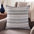 thumbnail image 2 of Harlow Hill Ariya Gray/Black Chevron Cotton Adult Decorative Throw Pillow Cover, 18" x 18", 2 of 6