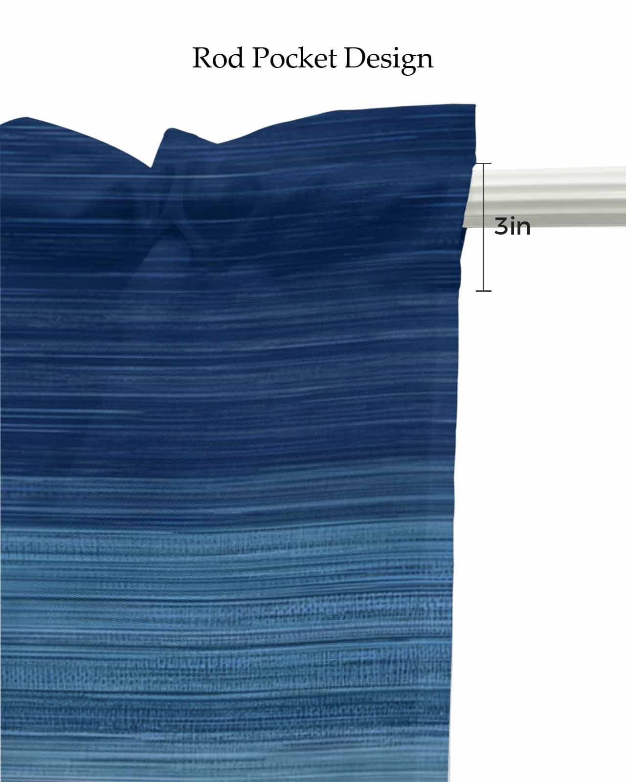 Navy Blue Striped Kitchen Valances for Windows Farmhouse Linen Window Valance Curtain for Living Room Window Treatment Modern Abstract Art Farmhouse Stripe Valance Rod Pocket Topper, 42 x 18 Inch