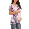 thumbnail image 4 of ZAXARRA Femmes Été Maternité Allaitement Tops Manches Courtes Col Rond Tie Dye Print en Vrac T-shirt, 4 of 9