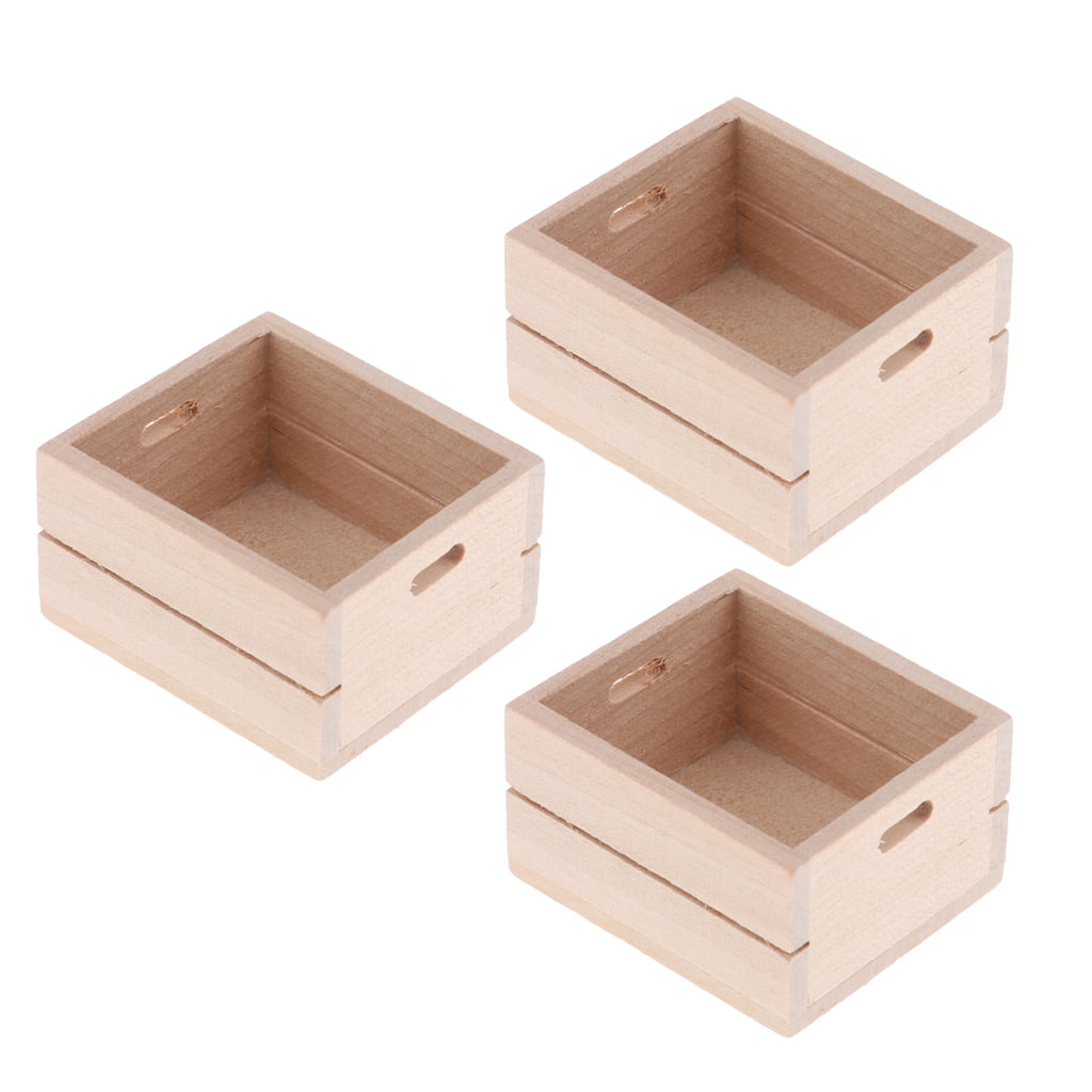 1:12 Dollhouse Miniature Kitchen Supplies Wooden Basket Storage Box Model 