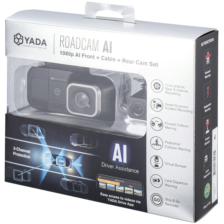 YADA Roadcam AI 3-Channel Dash Cam with AI-Powered Driver