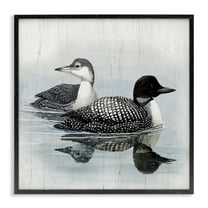 Stupell Industries Traditional Loons Wading Animals Painting Black Framed Art Print Wall Art, 17 x 17