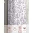 thumbnail image 7 of Spring Flower Semi Sheer Curtains 96 Inch Length 2 Panels Set, Vintage Farmhouse Light Purple Boho Leaf Sheer Kitchen Curtain Privacy Voile Window Curtain for Living Room Bedroom Rod Pocket Drapes, 7 of 7