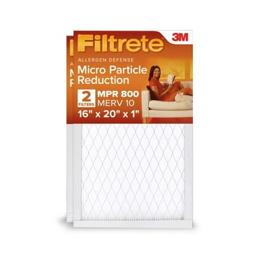 Filtrete 16x20x1 HVAC Furnace Air Filter, MPR 800 MERV 10, Micro Particle Reduction, 2 Filters