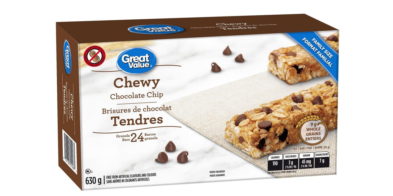 Great Value Granola Bar - Chewy Chocolate Chip, Chocolate chip granola bars