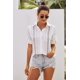 thumbnail image 1 of ABPHQTO Camisa abotonada con manga enrollada y rayas con cuello en V naranja para mujer, 1 of 5