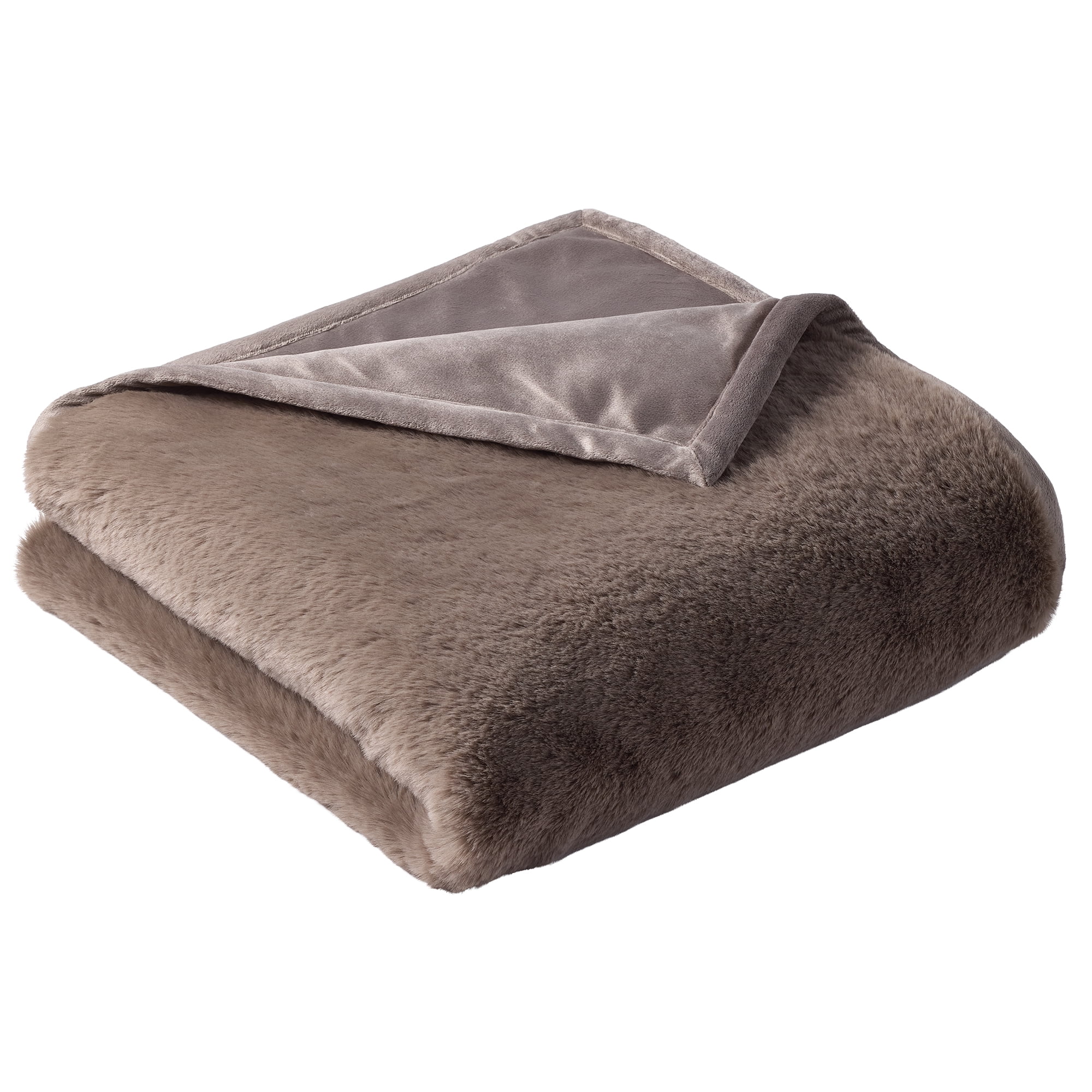 Better Homes & Gardens Faux Fur Throw Blanket, 50 in x 72 in, Grey Bisque