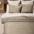 thumbnail image 5 of EVERGRACE Channel Stitch 100% Cotton Quilt Set King Size, Pre-Washed Cotton Sateen Coverlet Bedspread, 3-Piece Soft & Breathable Bedding Set with 2 Shams for All Seasons, Stone Taupe, 5 of 8