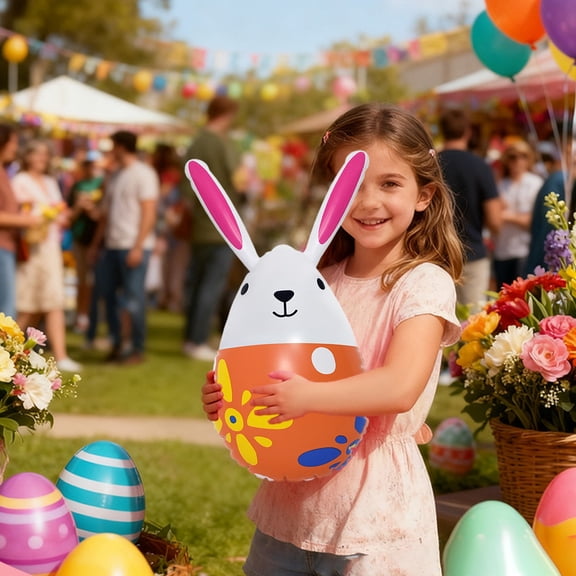 Inflatable Easter Bunny Egg Balloon - Outdoor Yard Decoration Bunny Egg Lawn Ornament, Inflating Easter Decor for Garden and Party Display