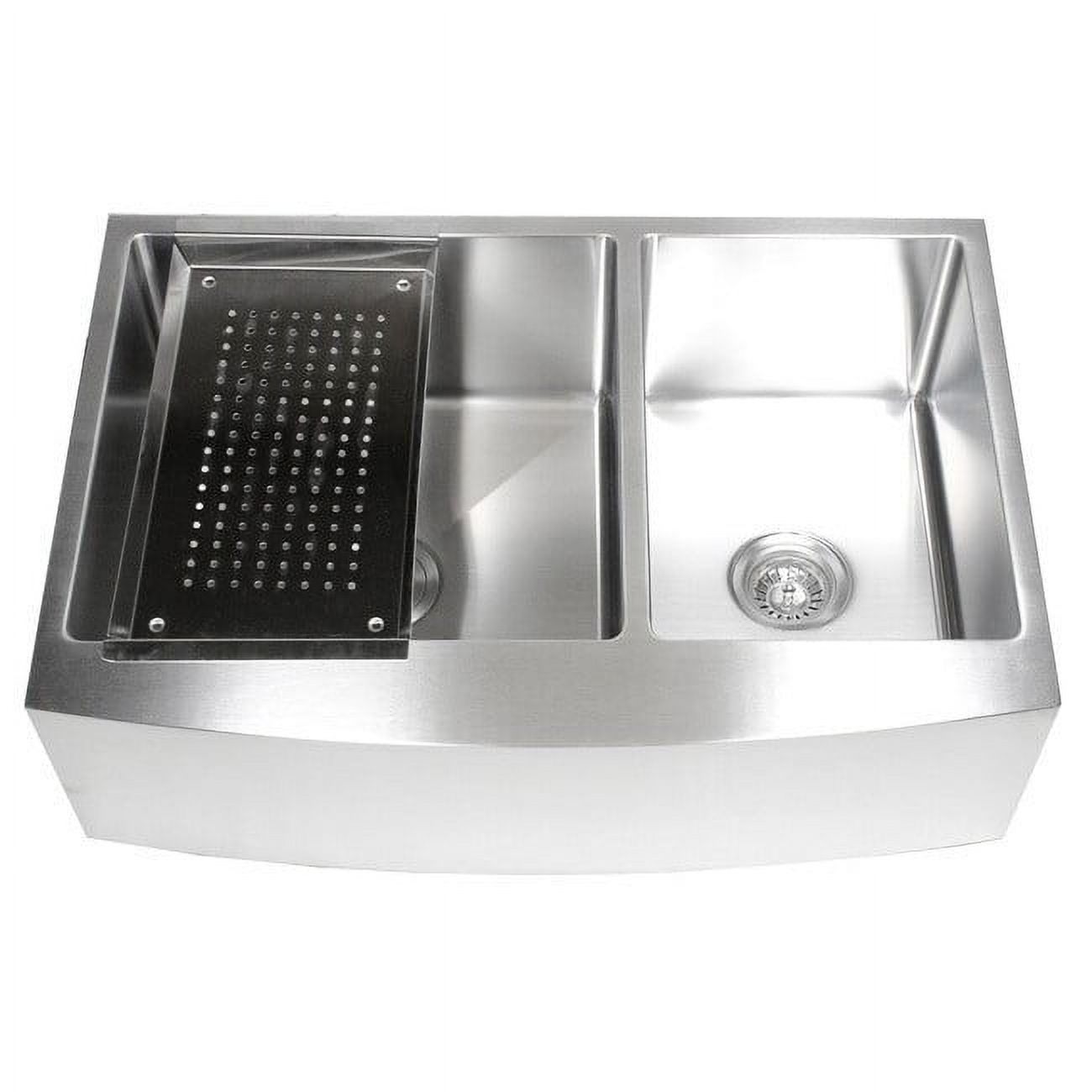 Contempo Living Inc 36-inch 15mm Curved Front Farm Apron 60/40 Double Bowl Kitchen Sink - image 4 of 5