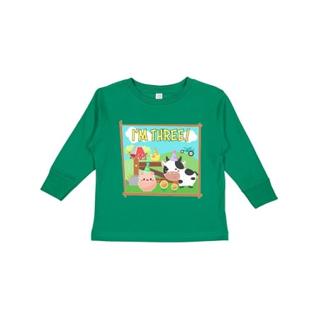 

Inktastic I m Three! Farm Animals Wearing Birthday Party Hats Gift Toddler Boy or Toddler Girl Long Sleeve T-Shirt