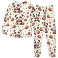 thumbnail image 2 of Dailycode Cotton Pajama Set Snug Fit Long Sleeve Top and Pants for 18M-8Y Cute Pandas and Strawberries, 2 of 7