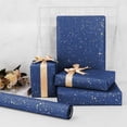 thumbnail image 3 of AYUQI Blue Gift Wrapping Paper, 1.4ft x 32.8ft Blue Gold Silver Wrapping Paper for Christmas Birthday Wedding Anniversary, 3 of 6