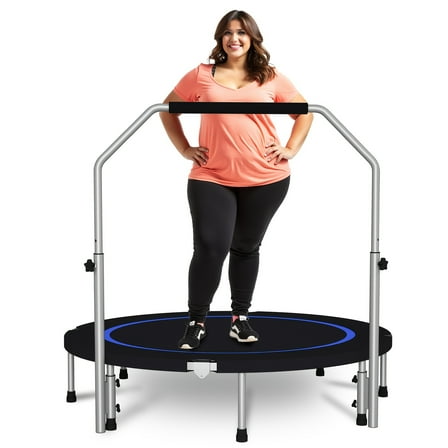 FortuneKey Trading 40" Rebounder Trampoline For Adults With Bungee, 450LBS Quiet Mini Exercise Trampoline With Adjustable Foam Handle Bar, Fitness Trampoline For Indoor.