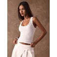 thumbnail image 6 of Women'S Studded Ribbed Knit Tank Top Square Neck Sleeveless Fitted Y2K Going Out Crop Tops White S, 6 of 9