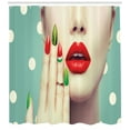 thumbnail image 3 of Ambesonne Lips Shower Curtain, Watermelon Nail Art and Makeup, 69"Wx84"L, Multicolor, 3 of 3