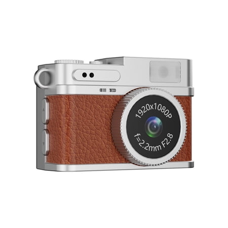 Retro Digital Mini Camera, 1080P Pocket Video Recorder with No TF Card & LED Fill Light (No TF Card Brown)