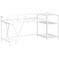 thumbnail image 4 of White Gaming Desk 70.8'' with LED Lights and Storage Shelves, Computer Desk with Monitor Stand, Power Outlets and Cup Holder, Large PC Gamer Desk, Gaming Table for Bedroom, Living Room, 4 of 12