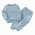 thumbnail image 2 of KPOPLK Two-Piece Pajama Set for Boys Girls Soft Cotton Clothes Toddler Fall Winter Pajamas for Kids Long Sleeve Shirts+Pants PJS Sleepwear Size 5-6 Years,Blue, 2 of 4