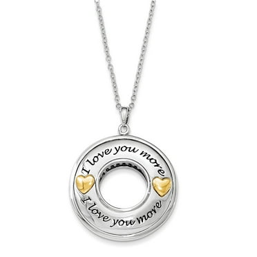 925 Sterling Silver Gold Plated Antiqued CZ I Love You More 18in. Necklace; for Adults and Teens; for Women and Men