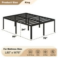 thumbnail image 2 of Lutown-Teen 24 Inch High King Bed Frame with Rounded Corner Legs Heavy Duty Metal King Size Platform Bed Frame No Box Spring Needed, Easy Assembly, Noise Free, Black., 2 of 7
