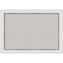 Amanti Art Grey Cork Board Framed Eva White Silver Narrow Bulletin Board 27 in. x 19 in.