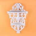 thumbnail image 2 of Fosa 2 Tier Carved Home Bathroom Corner Shower Storage Shelf Rack Stand Display White,Corner Shelf, 2 of 7