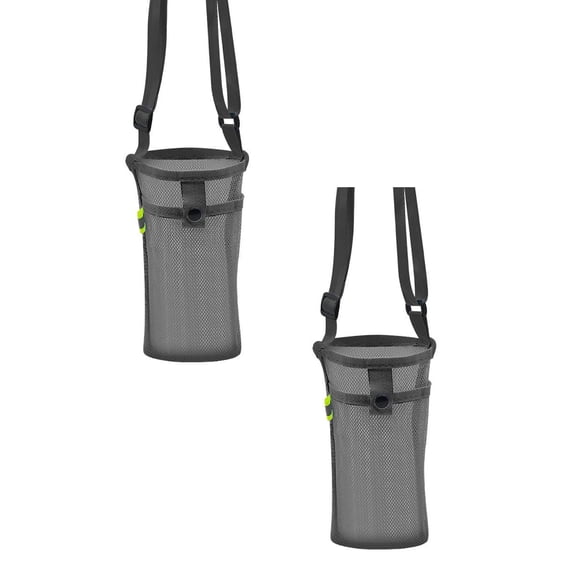 Mesh Water Bottle Holder - Adjustable Shoulder Strap Carrier with Storage Pouch for Sports, Beach, Walking & Outdoor Activities, Durable Bottle Bag Set