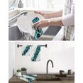 thumbnail image 5 of Marble Turquoise Kitchen Dish Towels for Drying Dishes Set of 2, Gold Foil Ceramic Style Crack Scratch Waffle Weave Microfiber Hand Tea Bathroom Towels Quick Dry & Absorbent Towel 15.7x23.6, 5 of 7