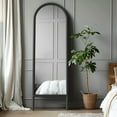 thumbnail image 3 of 64"x21" Wood Ladder Arched Floor Mirror Full Length Mirror,Black, 3 of 6