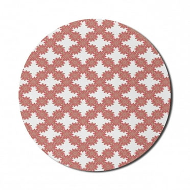 Floral Mouse Pad for Computers, Diagonal Borders with Flourishing Spring Nature Elements Fresh Garden Feminine Art, Round Non-Slip Thick Rubber Modern Mousepad, 8" Round, Multicolor, by Ambesonne