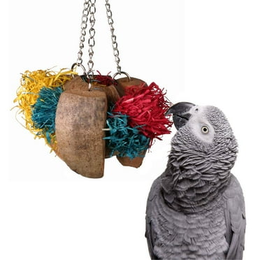 Super Bird Creations SB1115 Coco Corn Husk Forager Large Bird Toy, Enrichment Toy for Parrots, Perfect for African Greys, Macaws, Alexandrines, Eclectus, & Cockatoos, Colorful - 14.5" x 7" x 7"