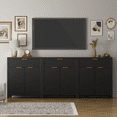 thumbnail image 4 of GIKPAL Sideboard Buffet Cabinet, Fluted Kitchen Storage Organizer with Adjustable Shelf and Doors, Black Modern Accent Cabinet with Storage Drawer for Dining Living Room, 4 of 8