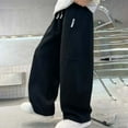 thumbnail image 6 of Girls' Sweatpants Barrel Leg Sweatpants with Pockets Kids Athletic Trousers Elastic Waist Wide Leg Joggers Pants with Pockets For Teen Youth Kids 6-16 Y, 6 of 6
