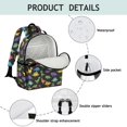 thumbnail image 4 of Black Colorful Dinosaur Pattern Cute School Backpack Bag for School with Padded Back and Adjustable Shoulder Straps 15.25"x11.5"x5.25", 4 of 5