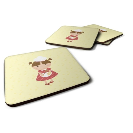 

Carolines Treasures BB7292FC Brunette Baker on Yellow Foam Coaster Set of 4 3 1/2 x 3 1/2 multicolor