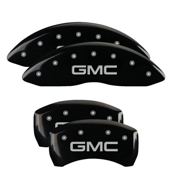 Set of 4: Black finish, Silver GMC