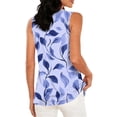 thumbnail image 4 of Craaazy Women's Casual Floral Print Sleeveless Round Neck Pleated Tank Top Loose Fit Comfy Flowy Blouse for Summer, 4 of 6