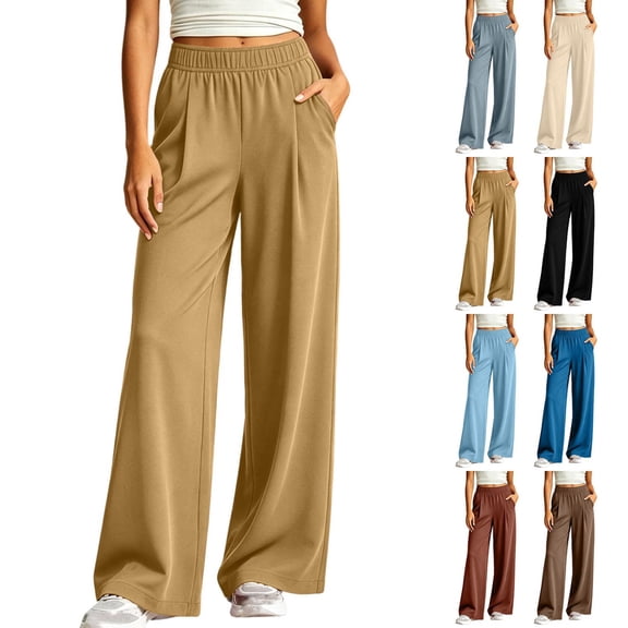 Admvng Sweatpants Women Baggy Solid Color Thin Plus High Waist Elastic Can Be Worn at Home and Outside, Size XL-6XL