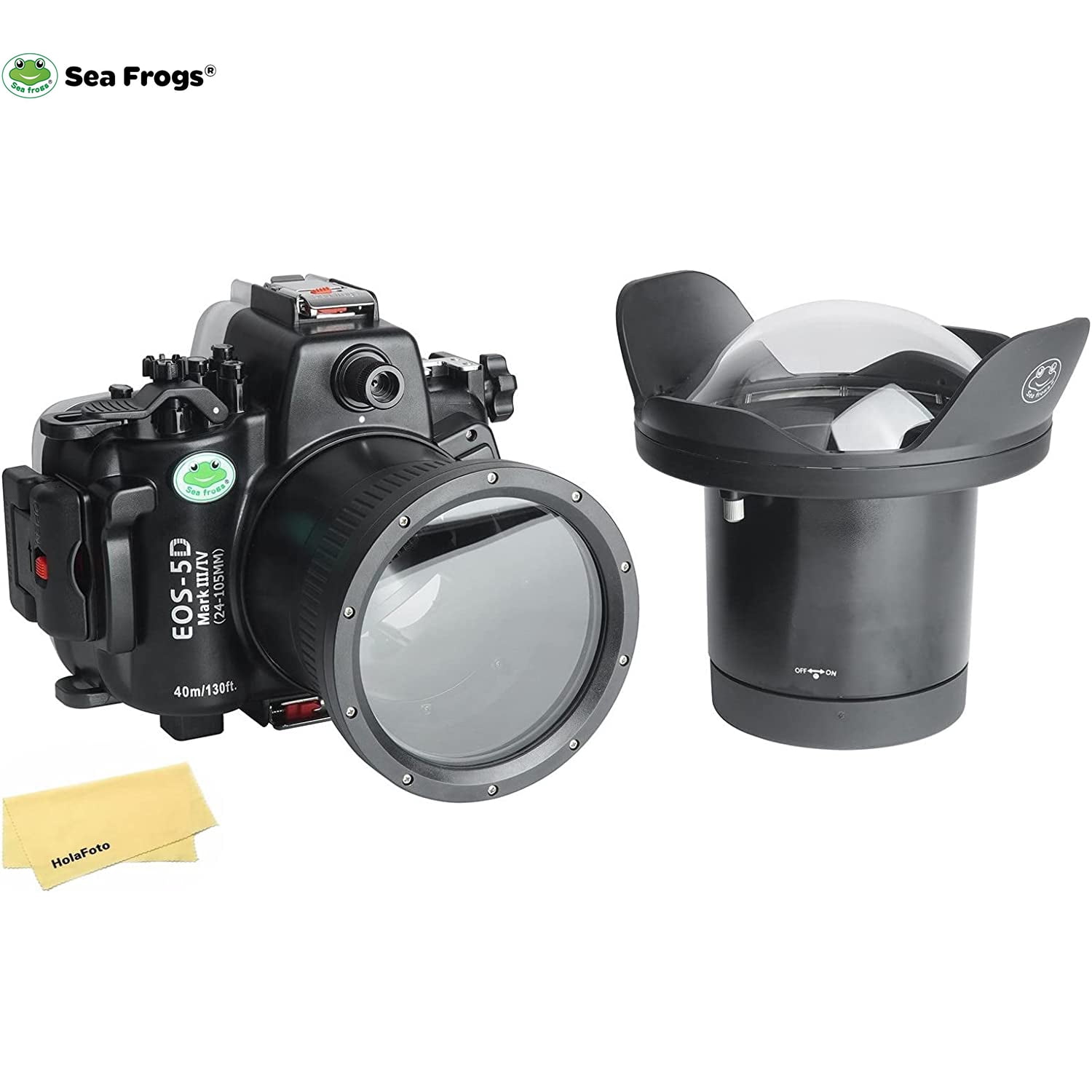 Seafrogs 40M/130FT Underwater Camera Housing Waterproof Diving Case+6 ...