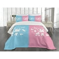 thumbnail image 3 of Ambesonne Party Quilted Bedspread Set 3 Pcs, Minimalist Horse Stork Bear, King Size, Pale Pink and Sky Blue, 3 of 5