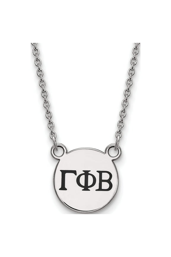 Sterling Silver Rh-Plated Logoart Gamma Phi Beta Sm Enl Pend With Necklace (18 X 12) Made In United States ss016gpb-18