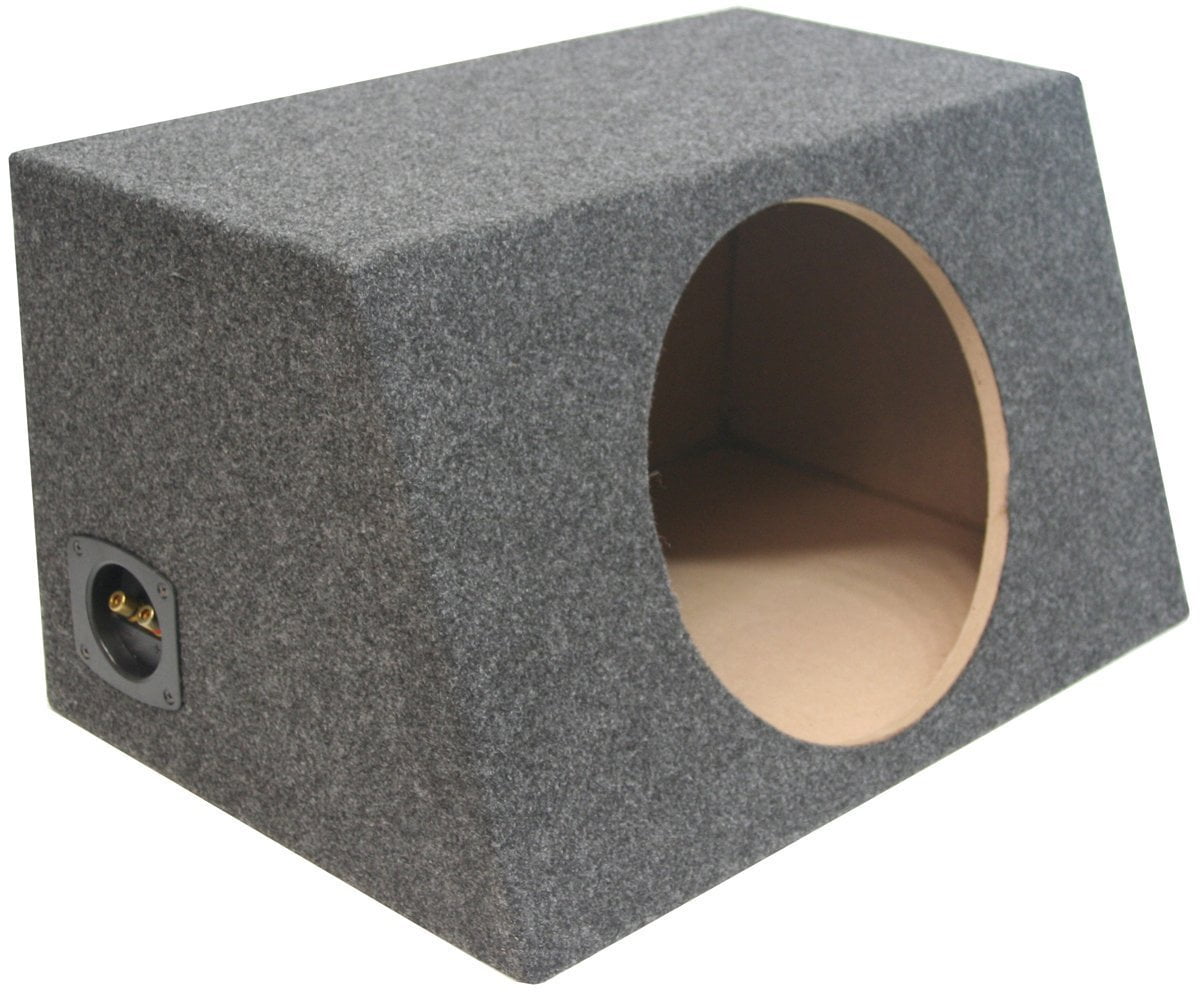 ASC Single 12 Subwoofer 1 Front 3/4 Side MDF Sealed Universal Fit Rearfire Sub Box Speaker Enclosure 